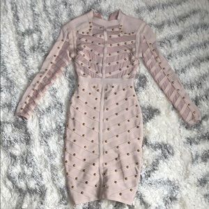 Studded pale pink bondage dress